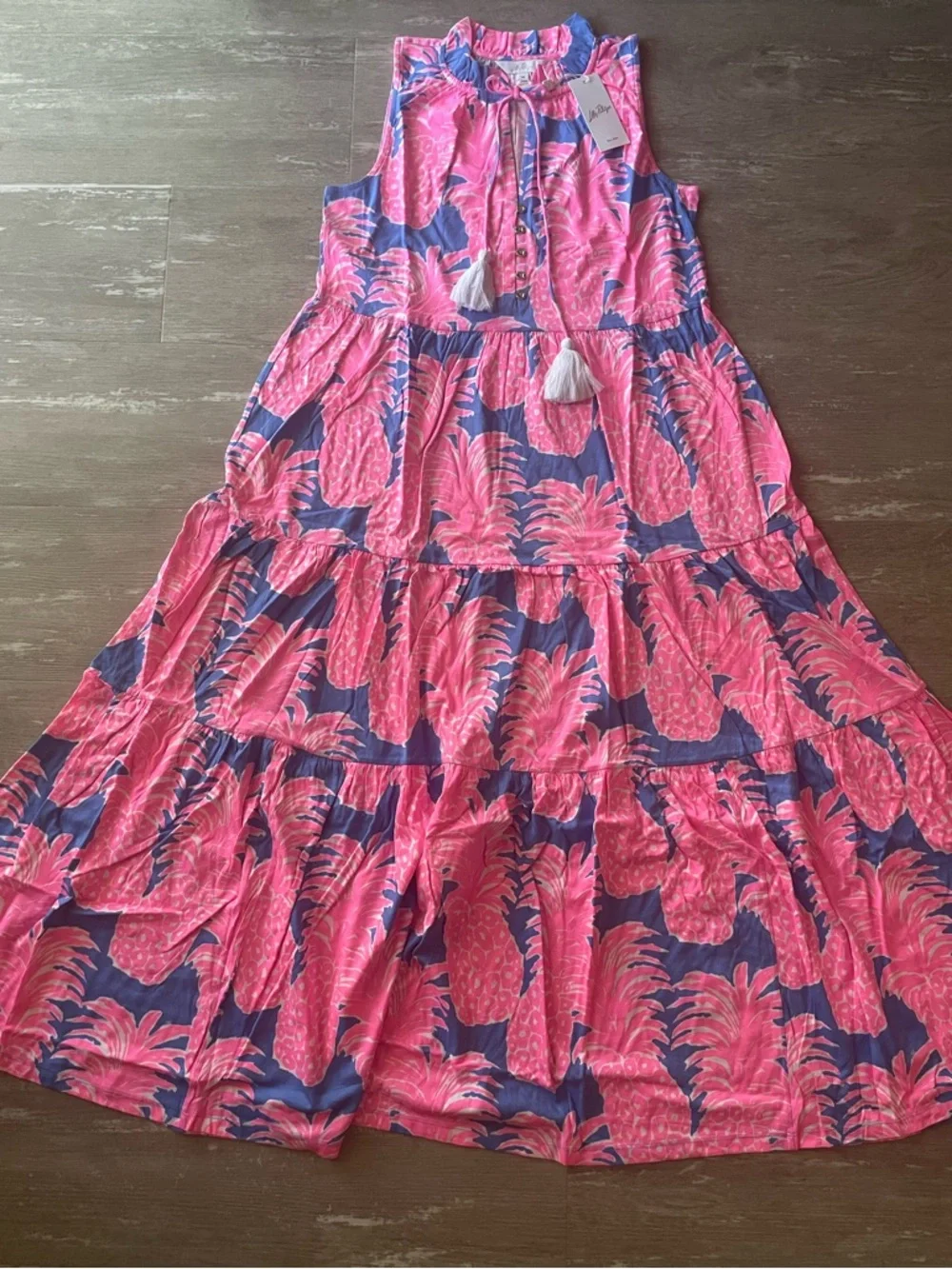 M NWT Lilly Pulitzer Malone Maxi Dress in Blue Haven Little Flamenco - Picture 2 of 8